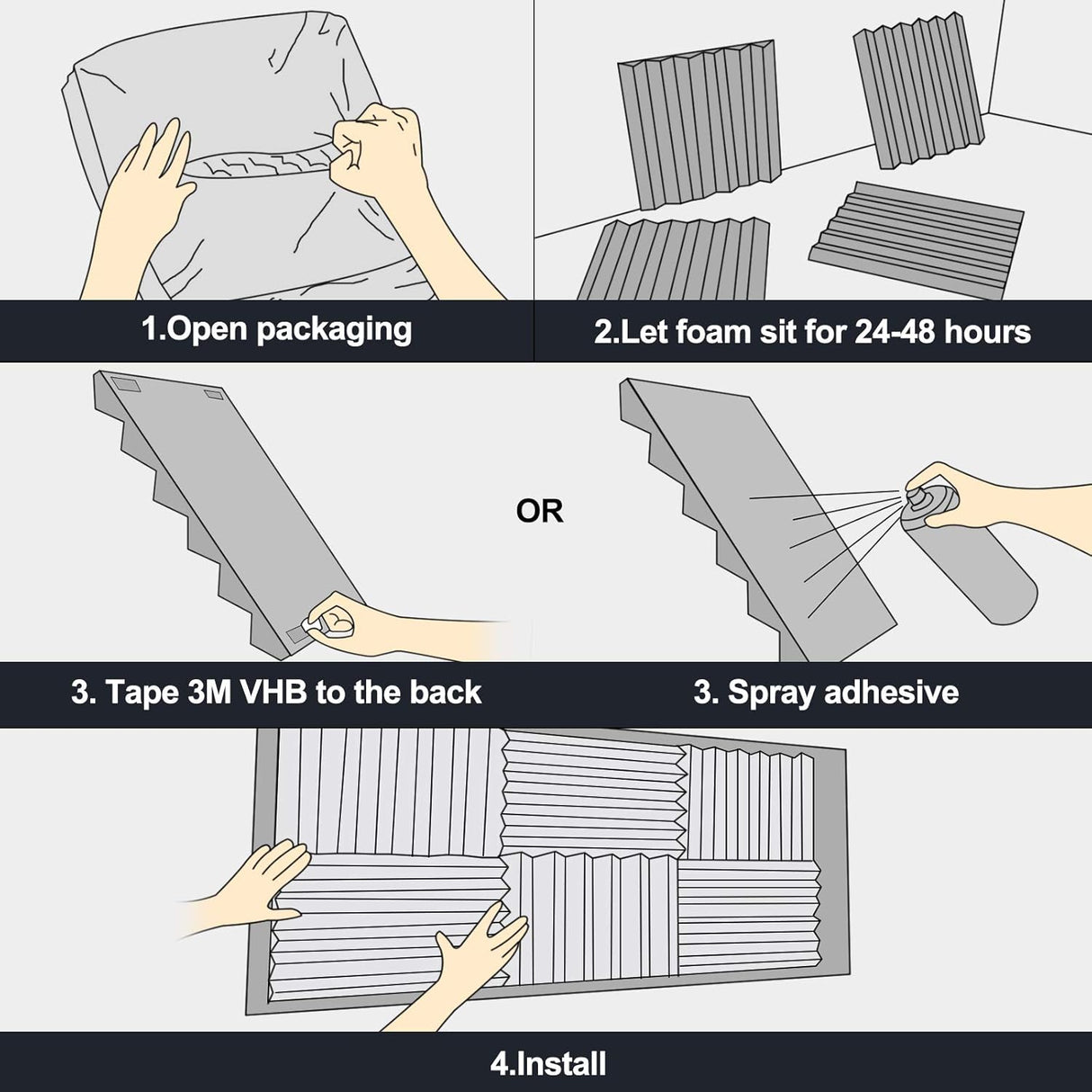 Paneles Acústicos de Espuma, 60 Piezas, 1 x 12 x 12
