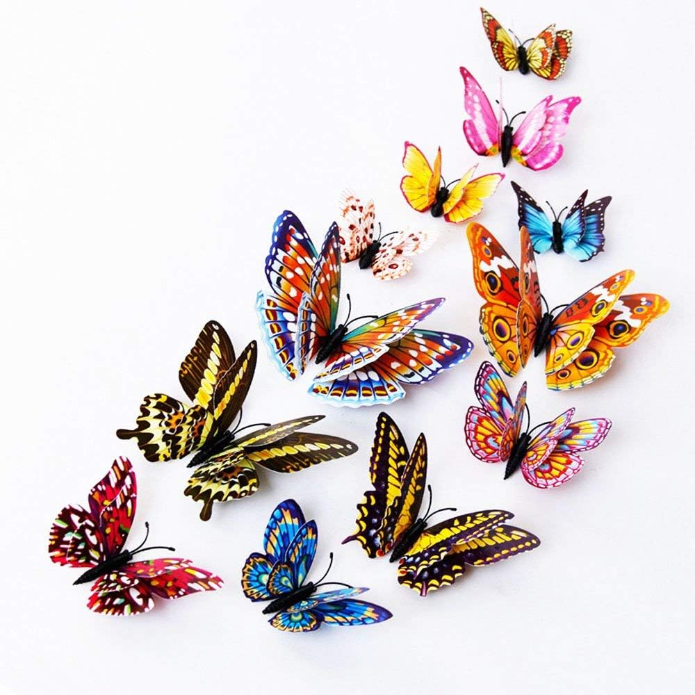 12PCS Stickers Mariposas 3D Decoración Pared - Modelo Colorido