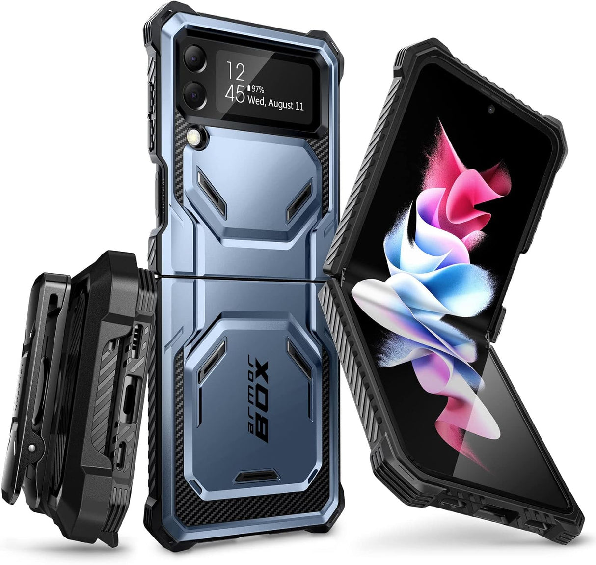 i-Blason Armorbox Series - Funda resistente para Samsung Galaxy Z Flip 4 5G (2022), con reducción de golpes y parachoques (inclinación)