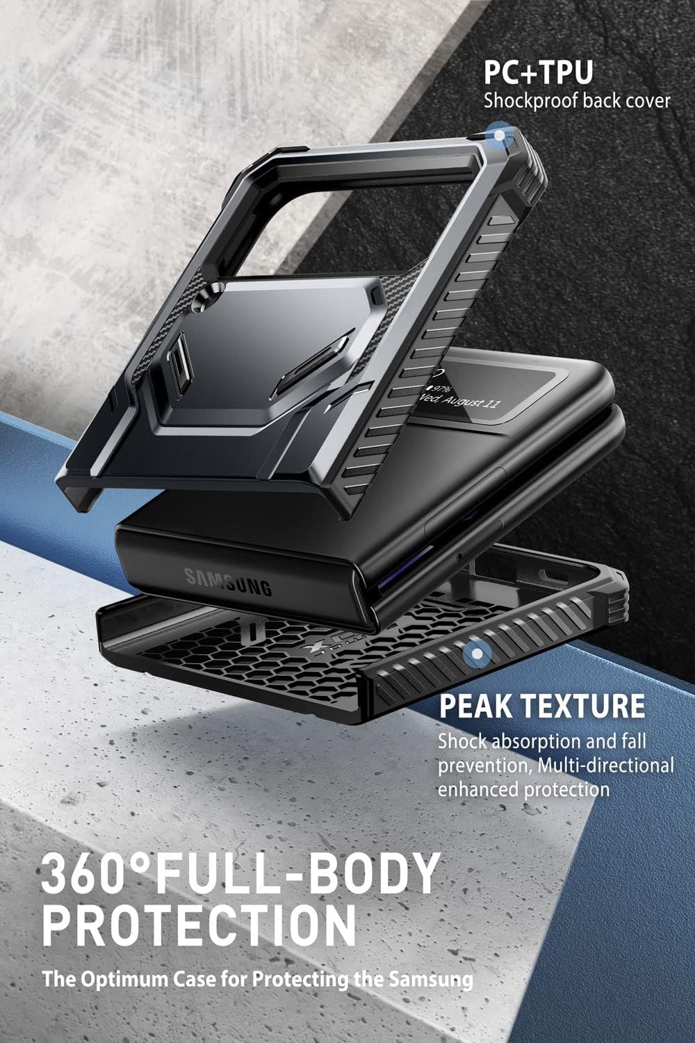 i-Blason Armorbox Series - Funda resistente para Samsung Galaxy Z Flip 4 5G (2022), con reducción de golpes y parachoques (negro)