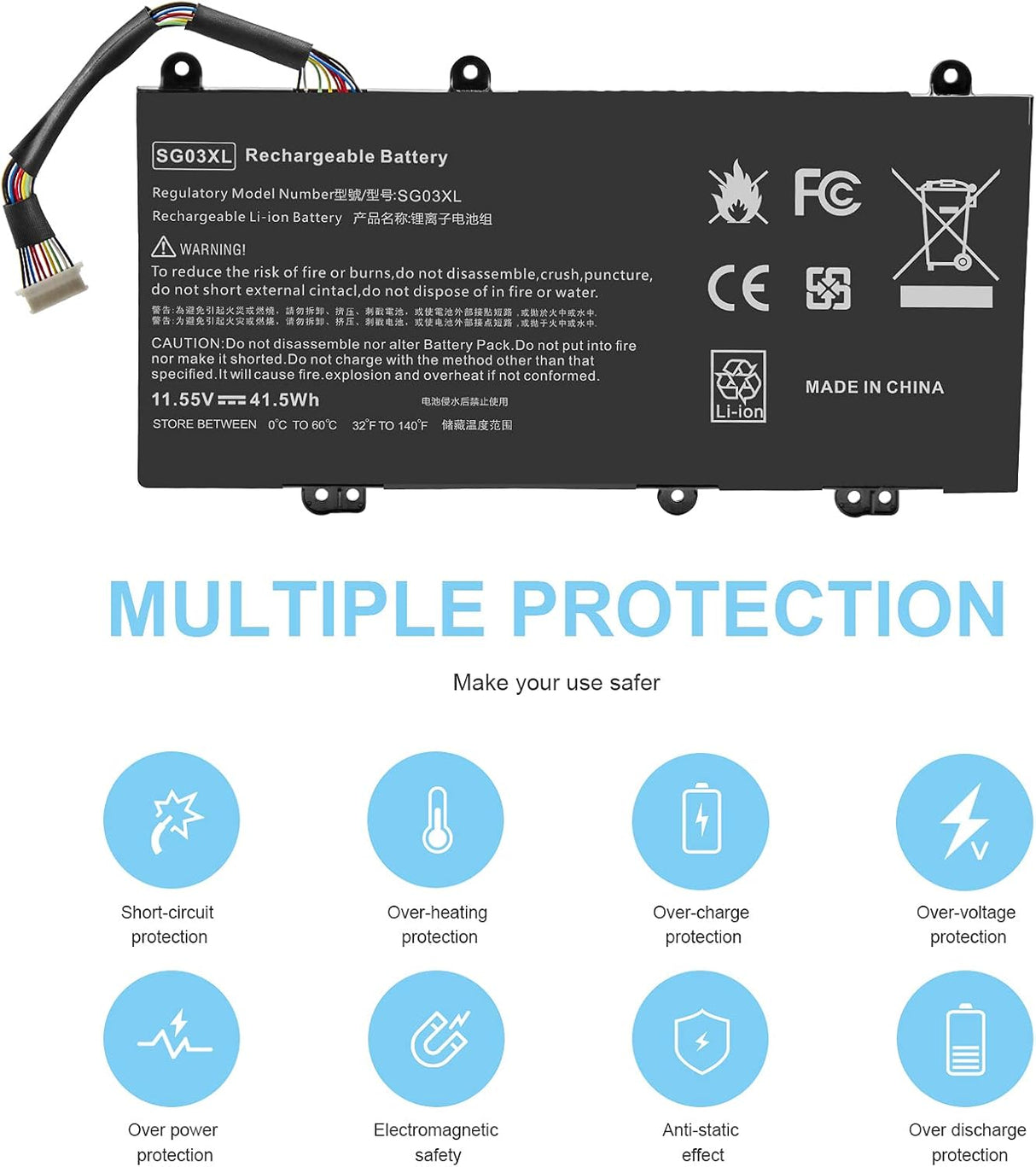 Batería SG03XL para Laptop, 17.3", Modelos HP Envy y HSTNN