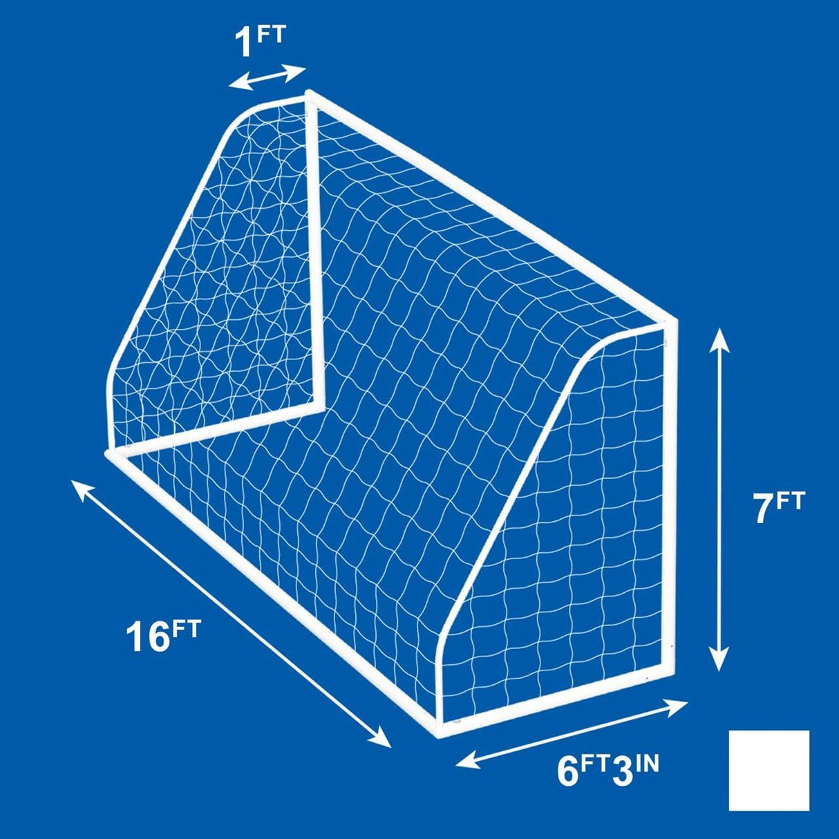 Red de Fútbol 16 x 7 pies, Malla Blanca, Modelo Juvenil