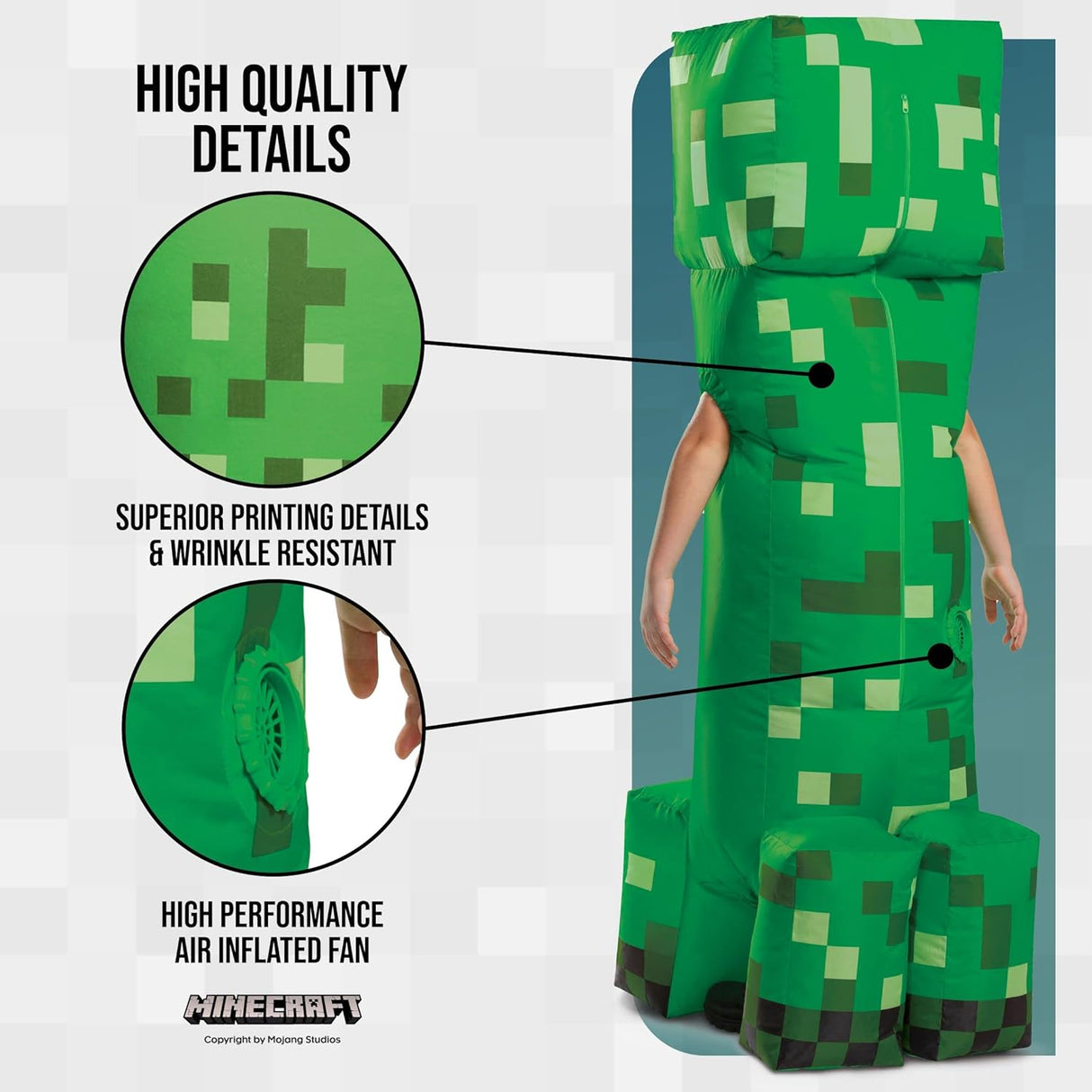 Disfraz - CREEPER INFLATABLE Para Niños, Modelo Original