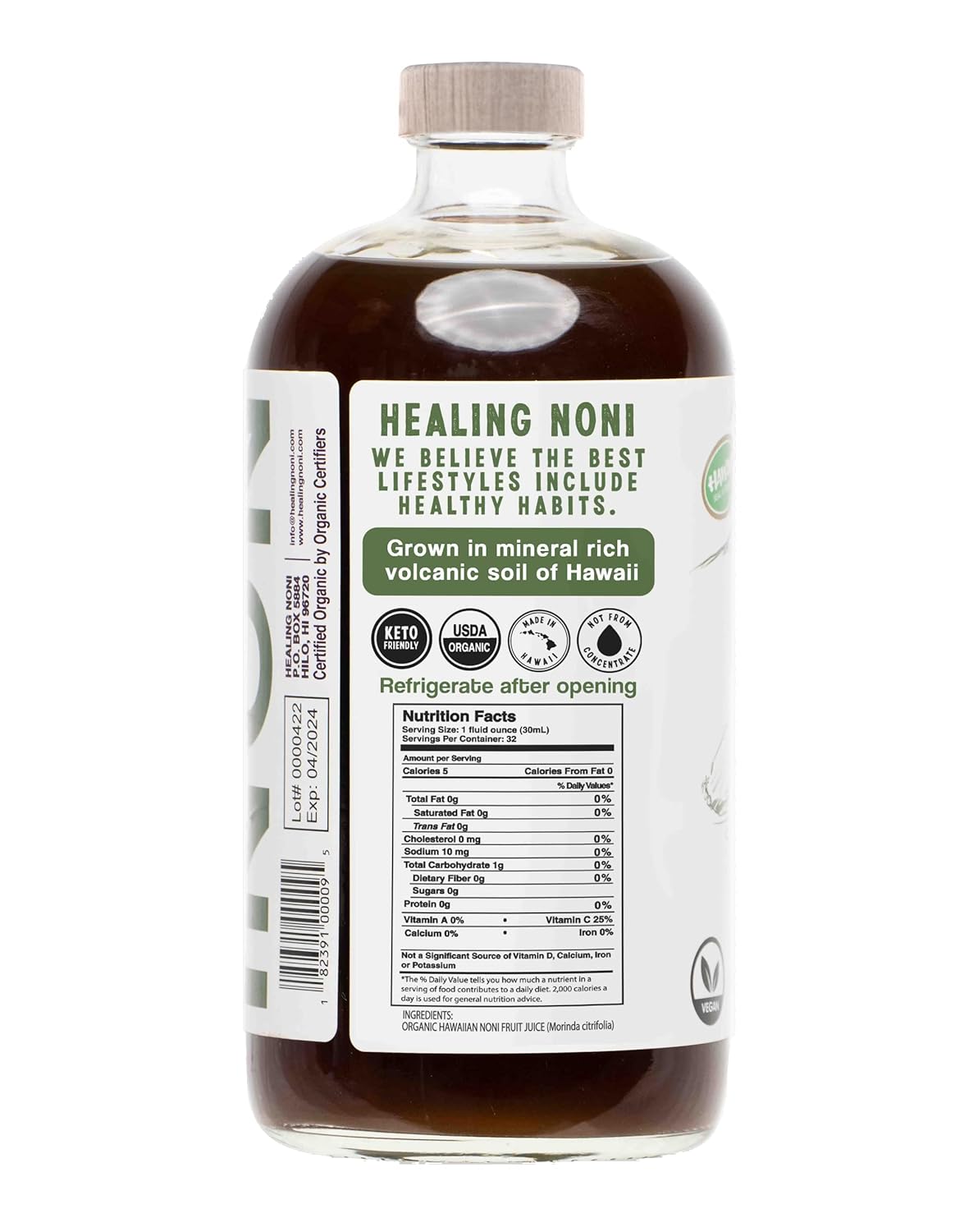 Suplemento Jugo de noni orgánico crudo 4 unidades 32 onzas