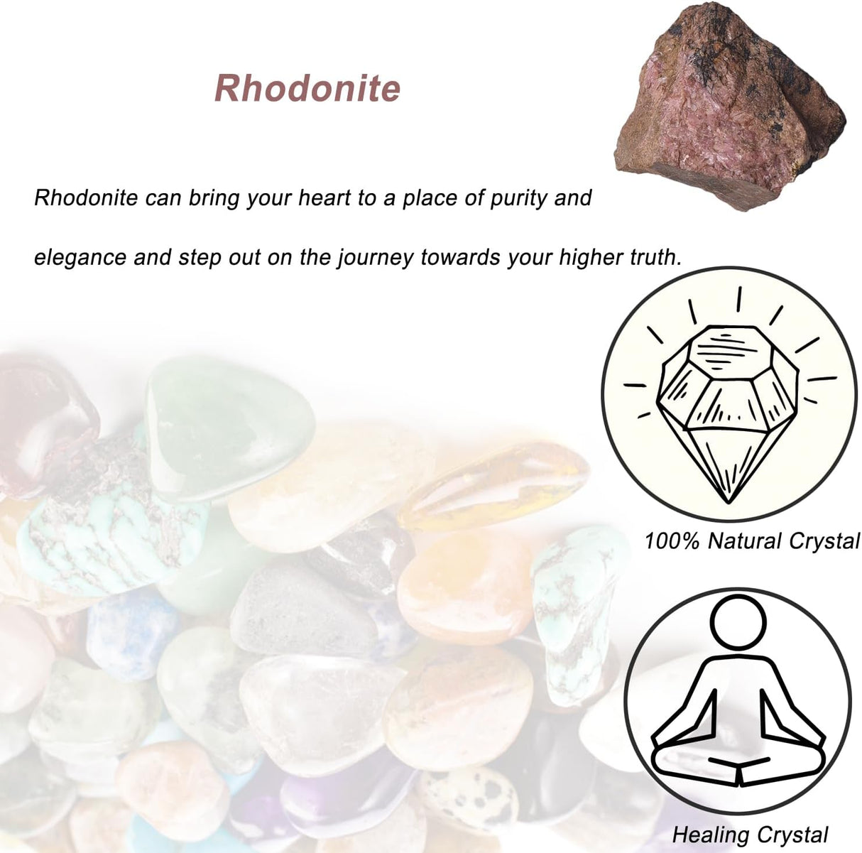 Cristales de Rodonita Crudos, Piedras Naturales para Decoración