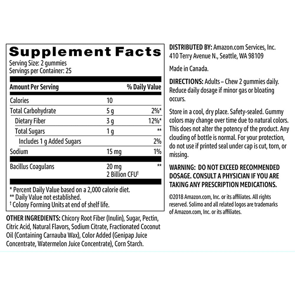 Suplemento Gomitas masticables de acción prebiótica 50 un