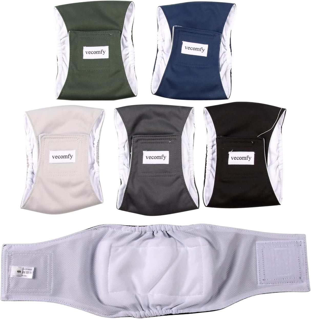 Vecomfy Bandas para el vientre para perros machos (paquete de 5)