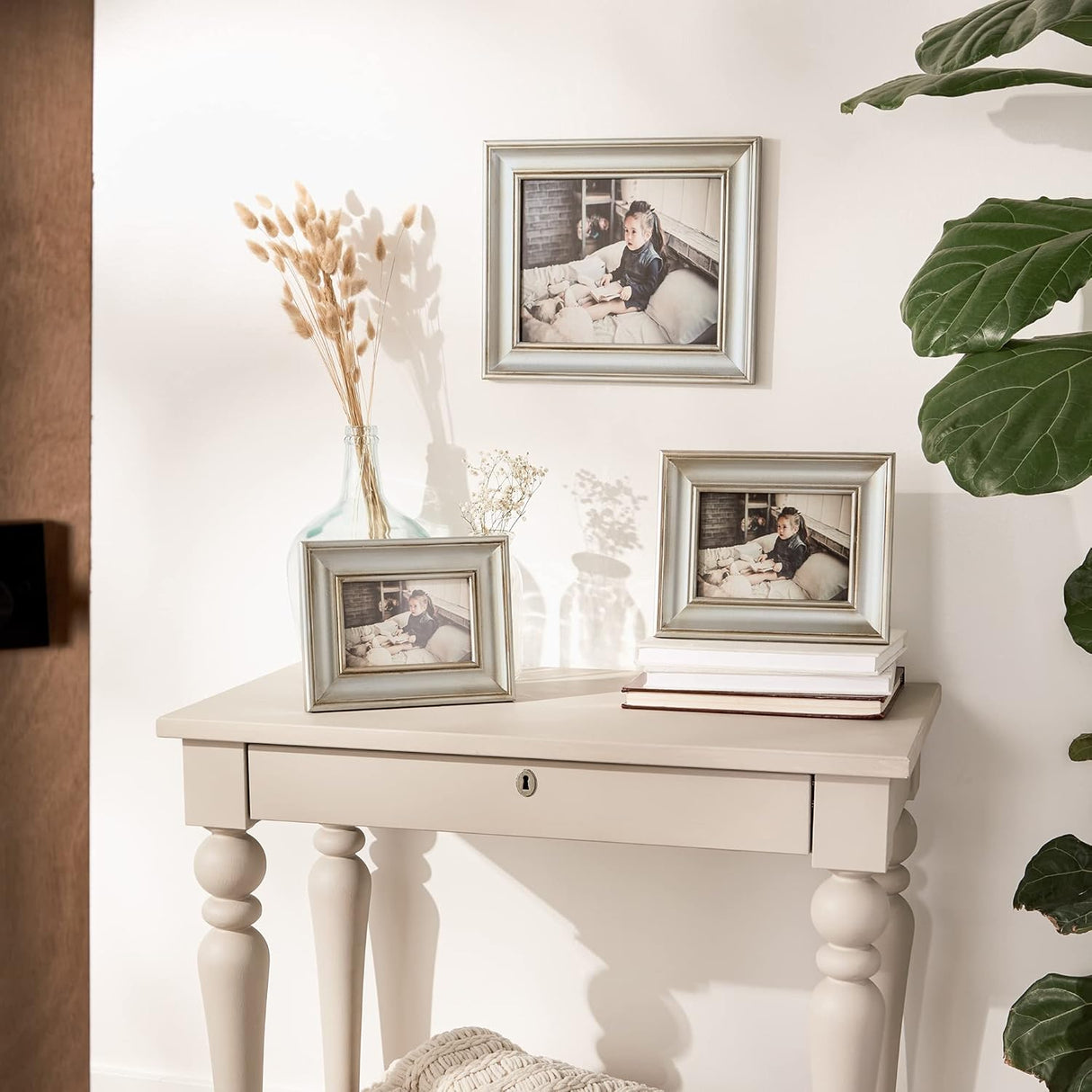 DII Colección de portarretratos, color plateado antiguo