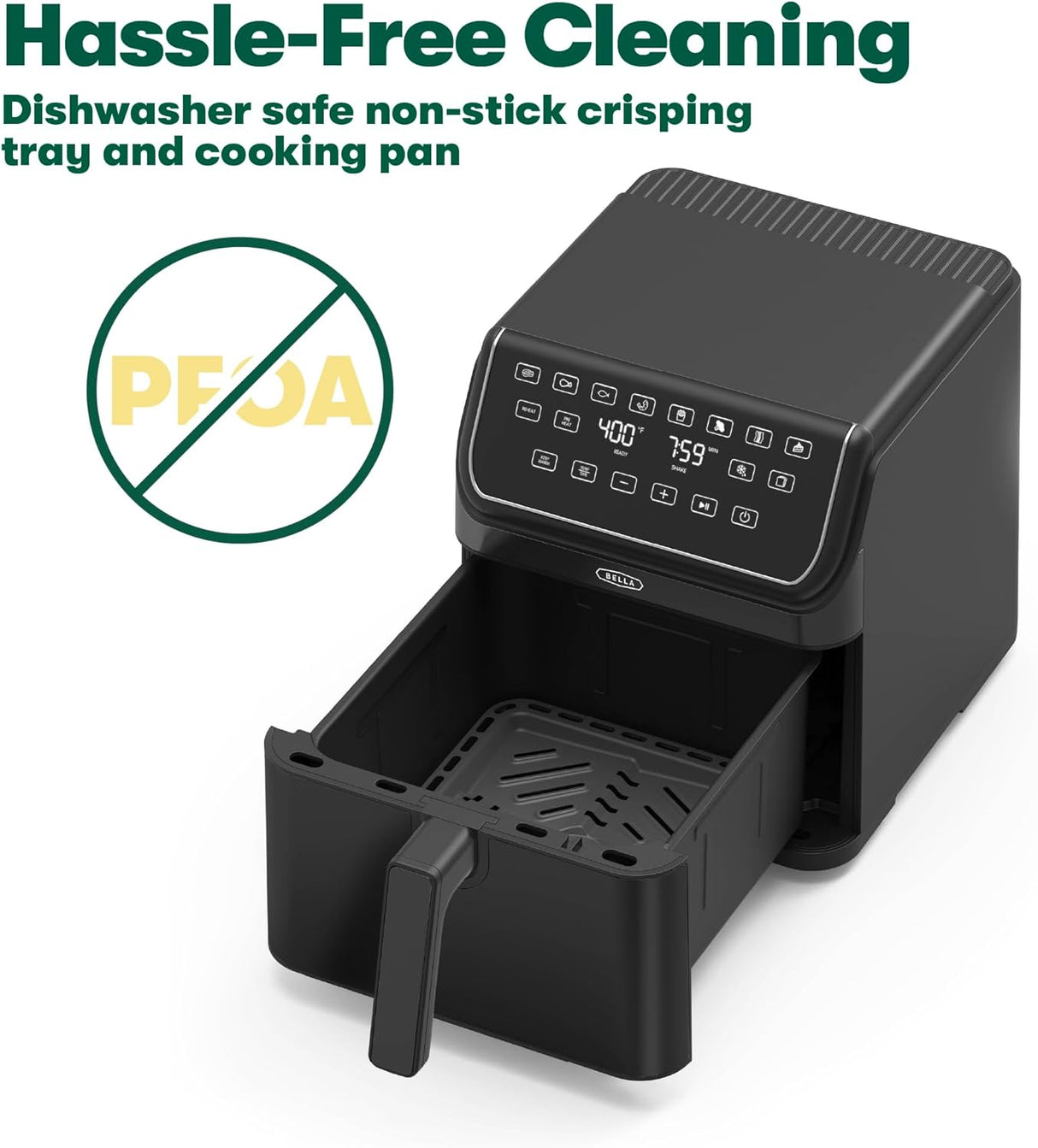 Freidora de aire Bella 8 Qt, 1750W, tecnología TurboCrisp