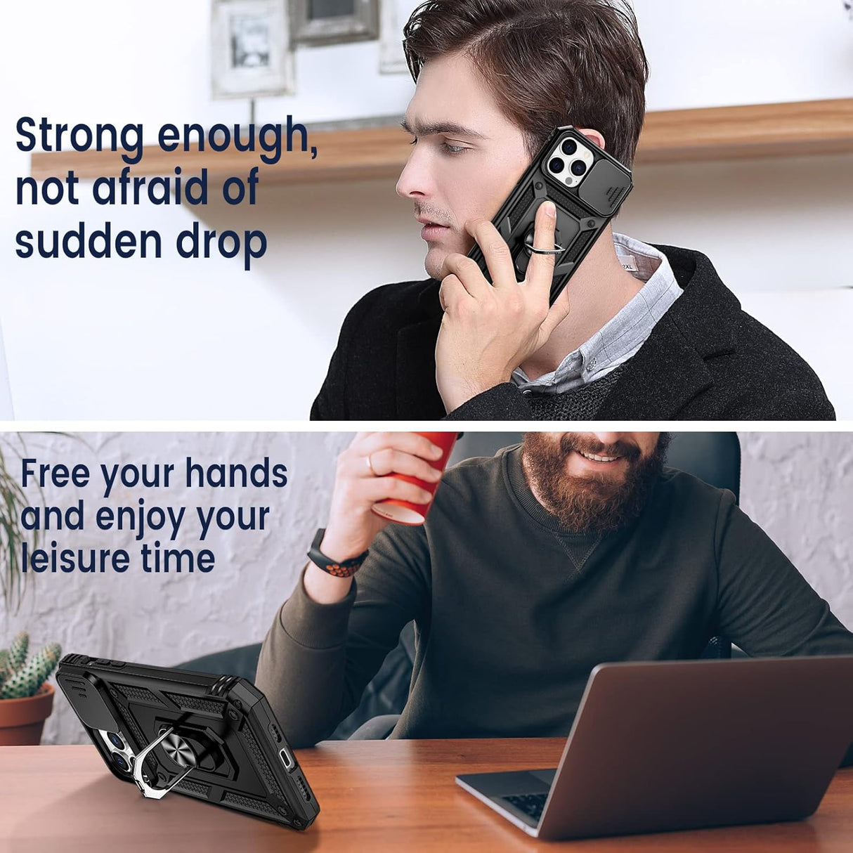 Goton Armor - Funda para iPhone 13 Pro Max con soporte para cámara deslizante y soporte de grado militar a prueba de golpes, resistente a prueba de golpes, con soporte magnético para montaje de coche para iPhone 13 Pro Max 6.7.