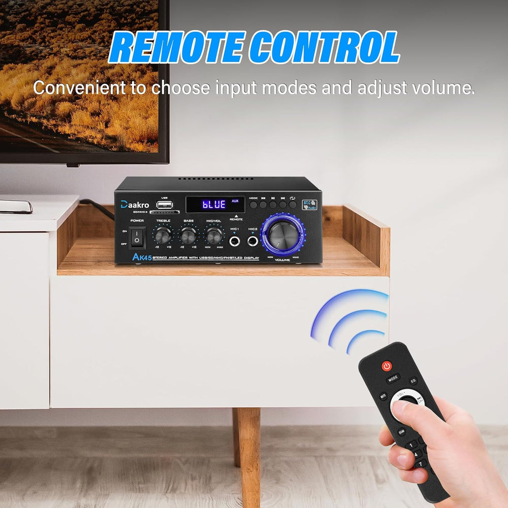 Amplificador de Audio Estéreo 300W, Bluetooth 5.0, AK45