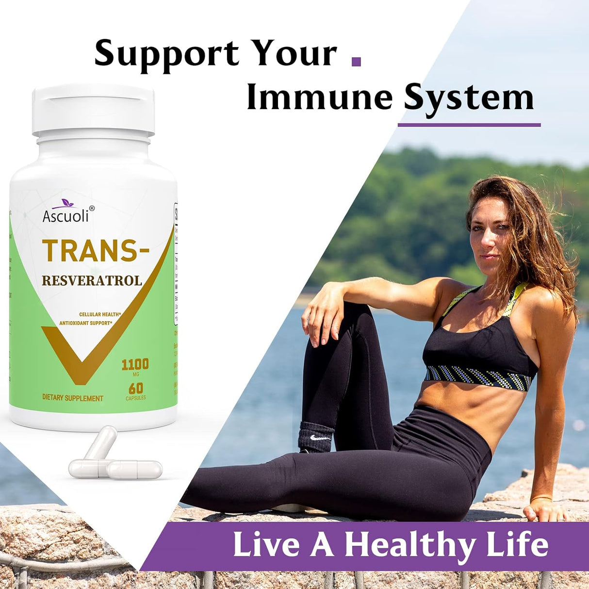 Suplemento Ascuoli 99% Ultra Purity Trans-Resveratrol 1100mg