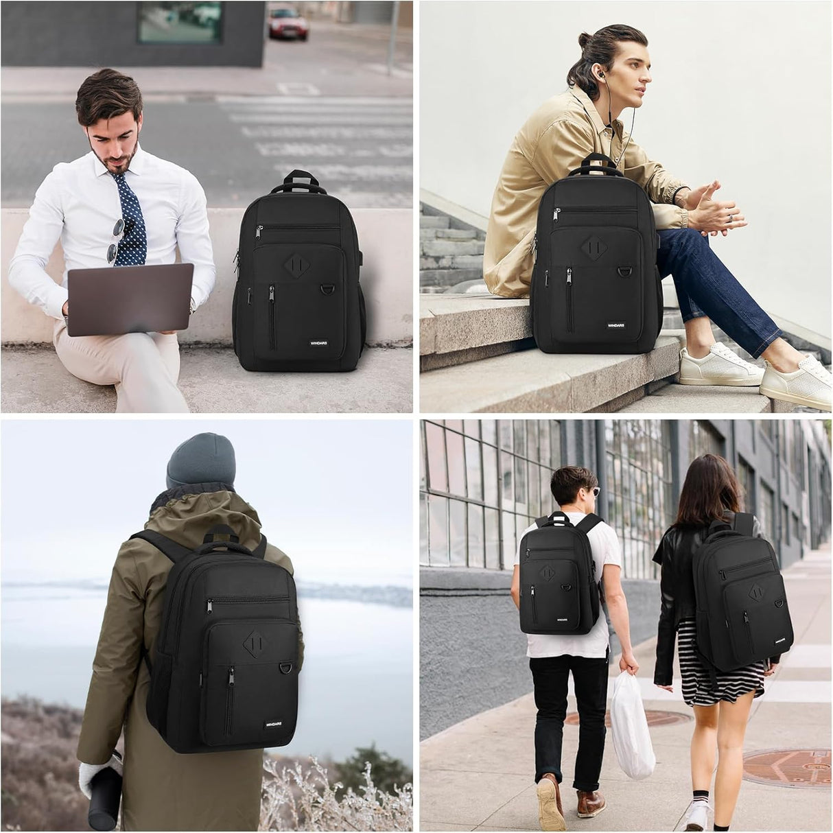 Mochila Casual Unisex, Ligera, 17.3 con Cargador USB, Modelo X