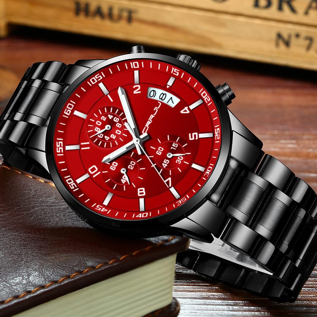 Reloj de correa de acero inoxidable CJ2214BK-RED CRRJU