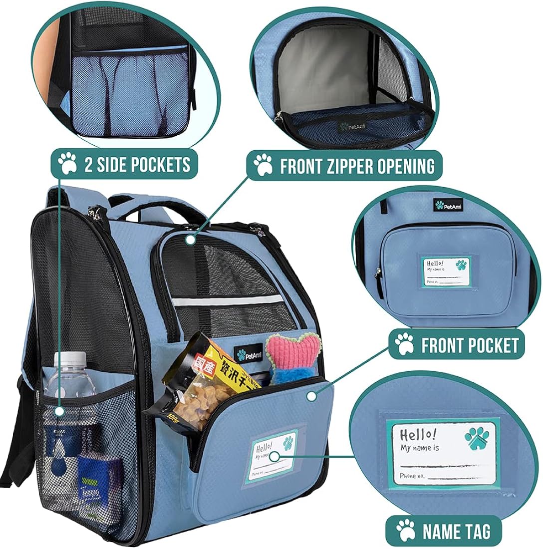 Mochila de lujo para gatos y viajes senderismo azul