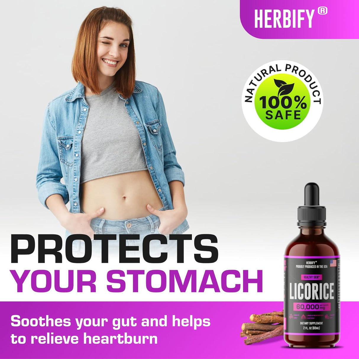 Extracto de Regaliz HERBIFY - Alivio Digestivo y Inmunidad - 2oz