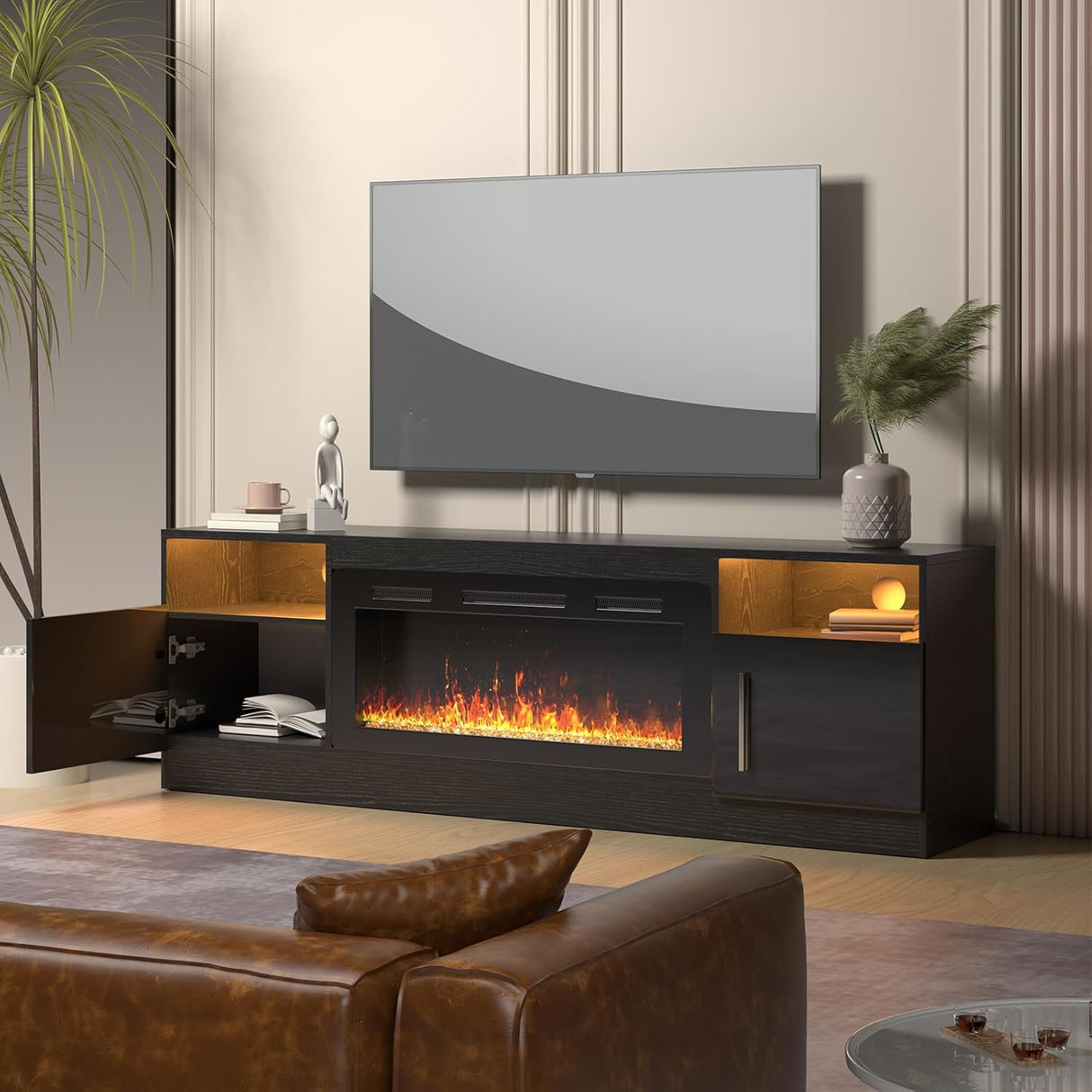 Soporte de TV con Chimenea, Stand para TV de 70 con Fuego