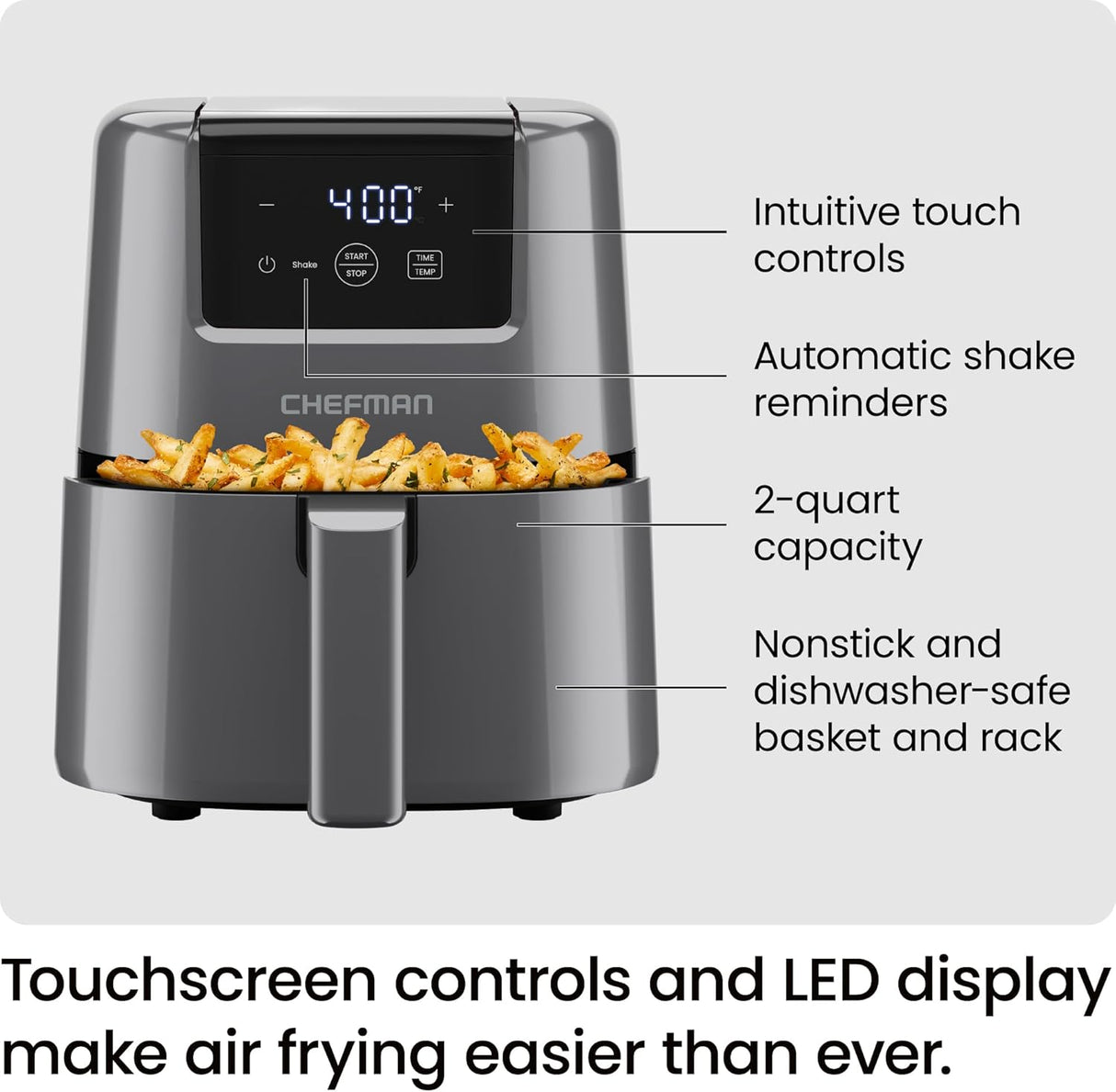 Freidora de aire 2 Qt CHEFMAN, compacta y digital, modelo Mini