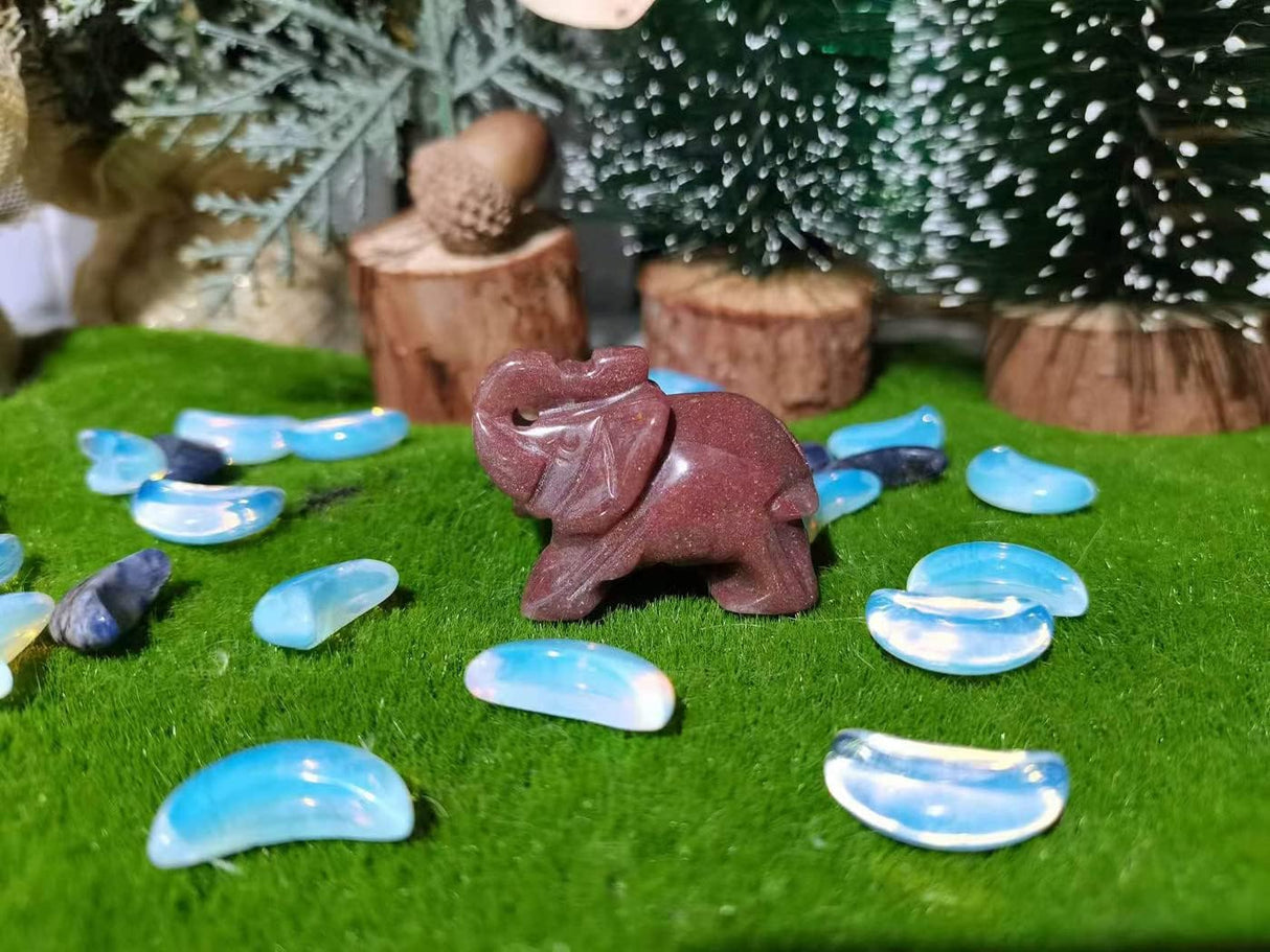 QINJIEJIE Decoración de elefante, cristales de cuarzo cereza