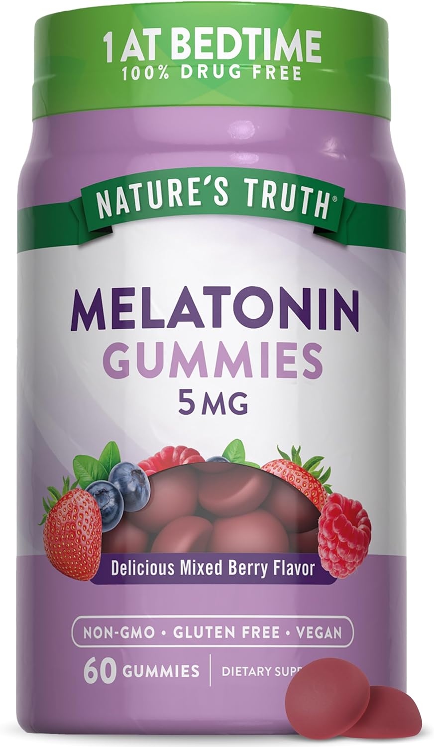 Natures Truth Gomitas de dormir 5 mg 60 unidades vegano baya
