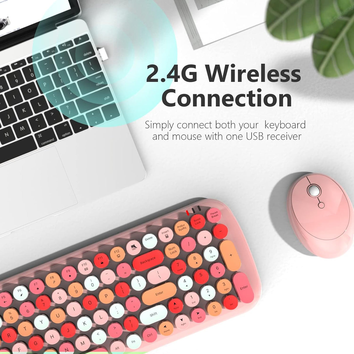 Combo Teclado y Ratón Inalámbrico MOFII, Retro, 2.4GHz