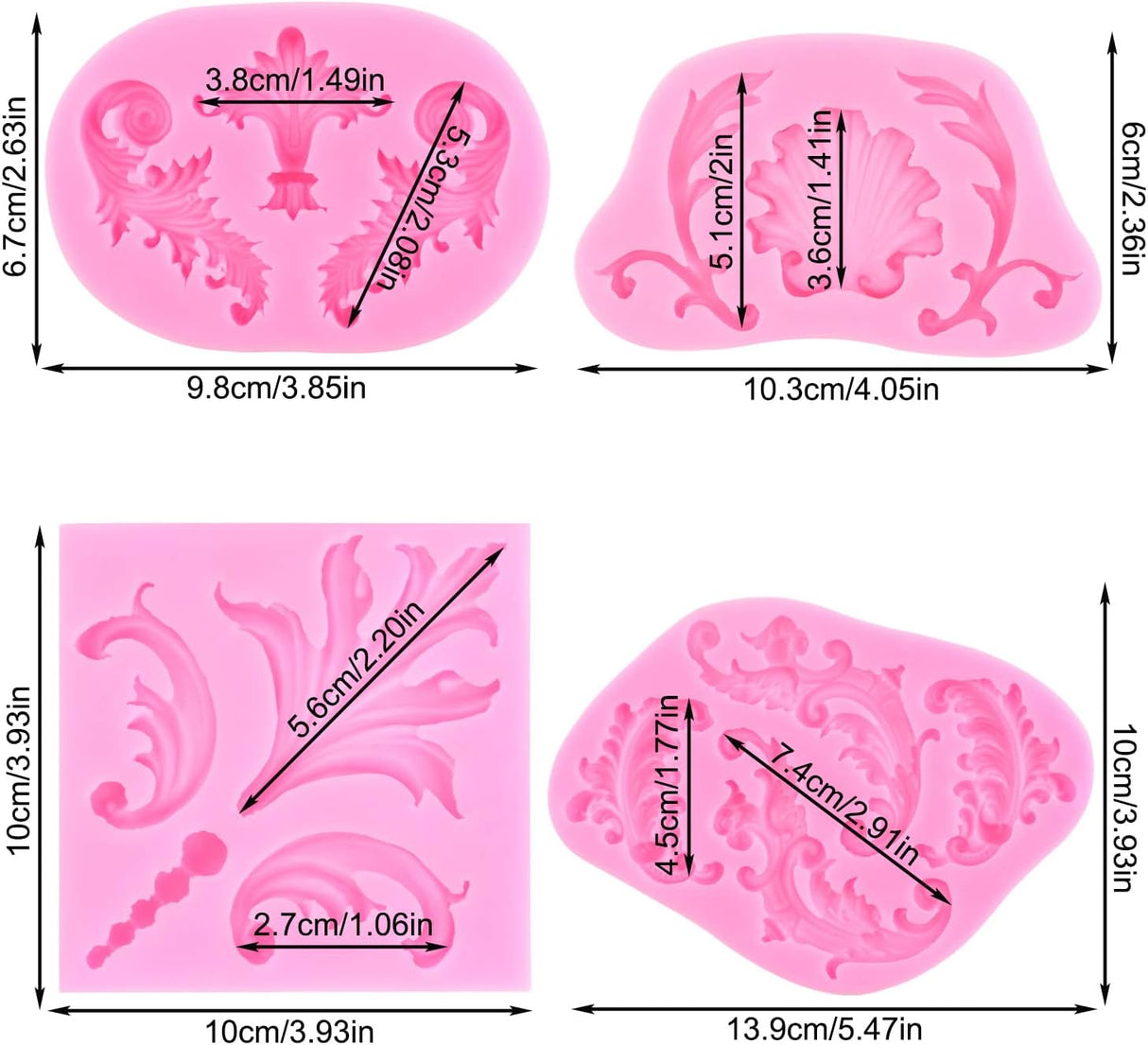MYPRACS Moldes barrocos para fondant de silicona