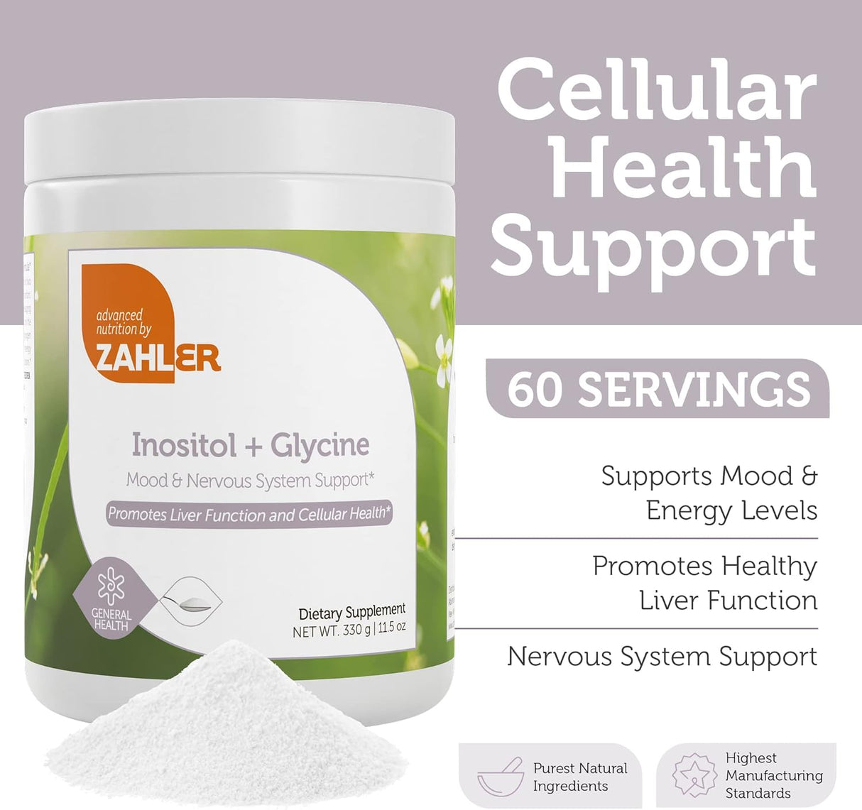 Suplemento en polvo de inositol y glicina equilibrio hormona