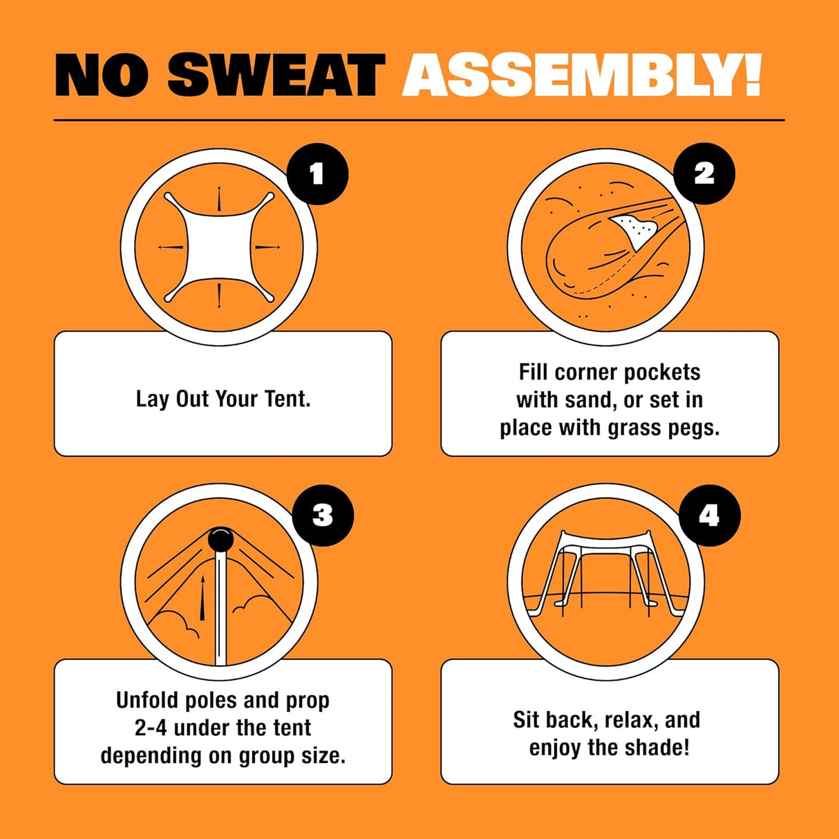 Tienda de playa con protección UPF50+, incluye accesorios