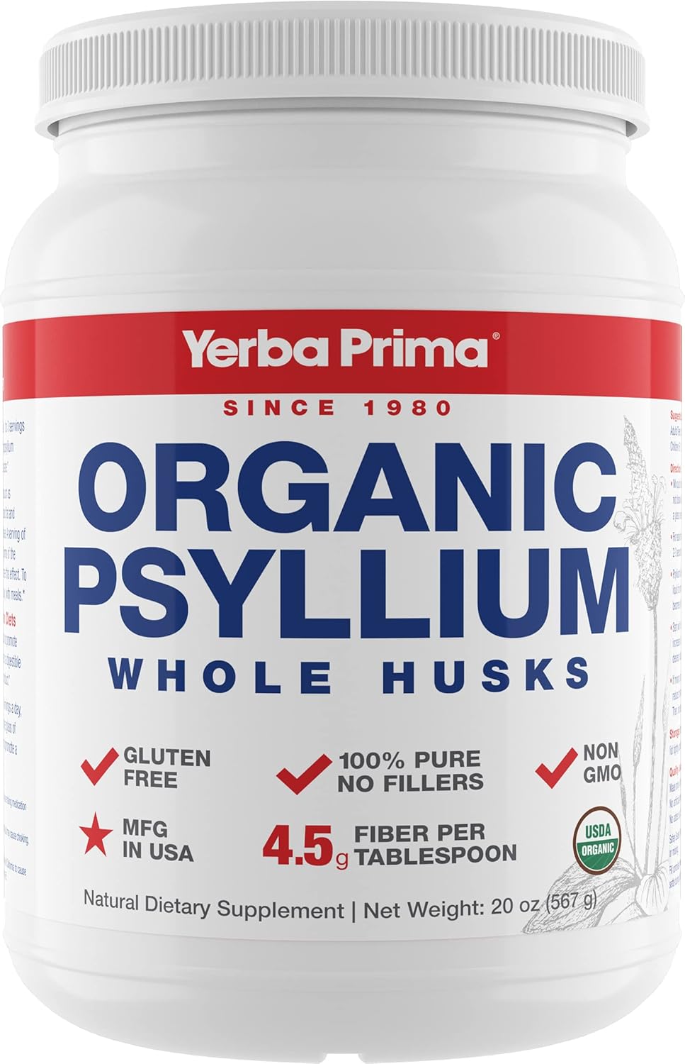 Yerba Prima Psyllium Natural - Fibra Dietética 20 oz