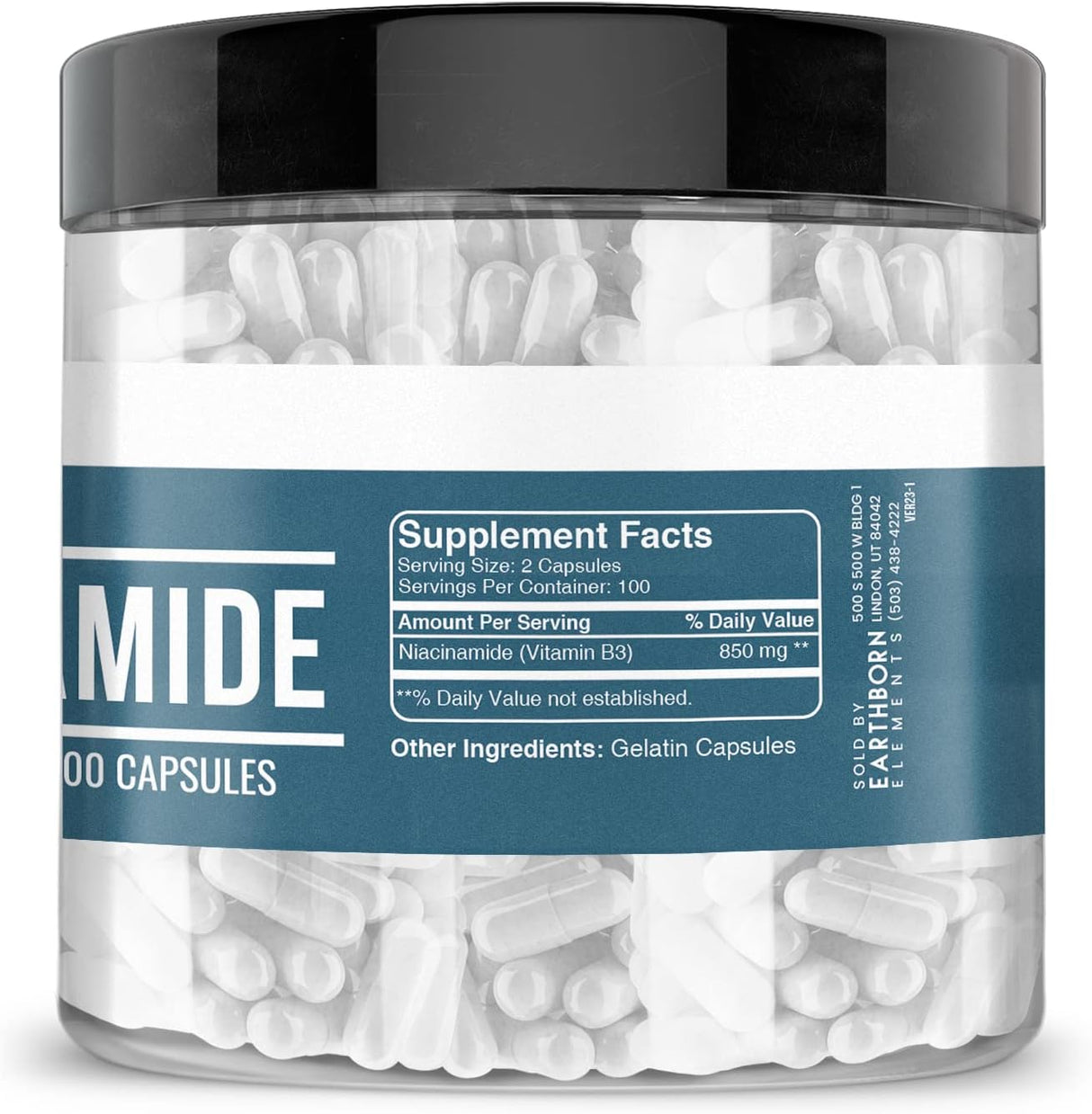 Suplemento Niacinamida vitamina B3 sin rellenos de magnesio