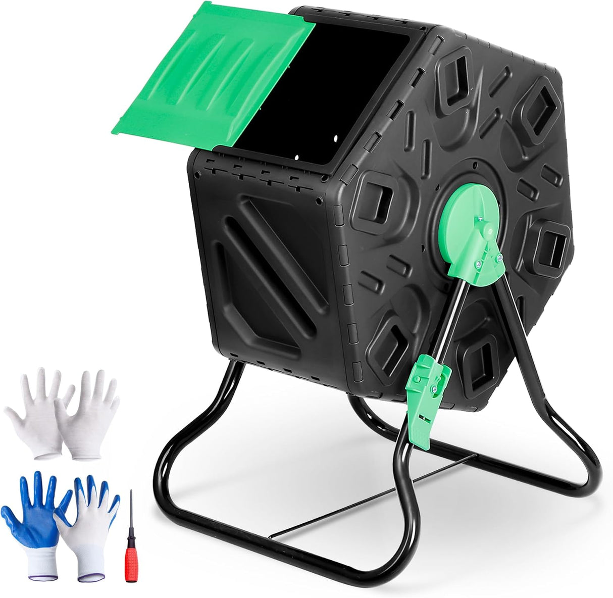 Compostador HomGarden 18.5 Gal, Cámara Única, Puerta Deslizante