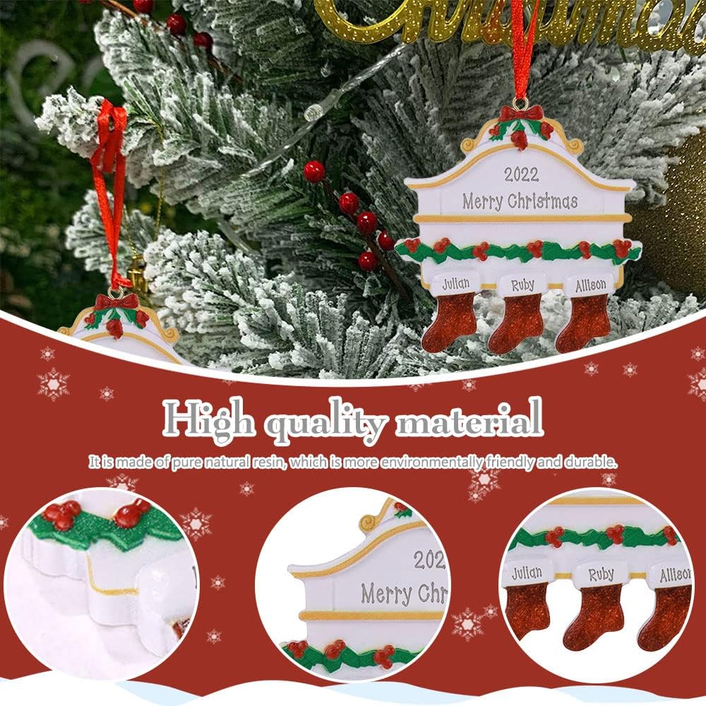 Adornos Navideños Personalizados 2024 - 3 Nombres para Familia
