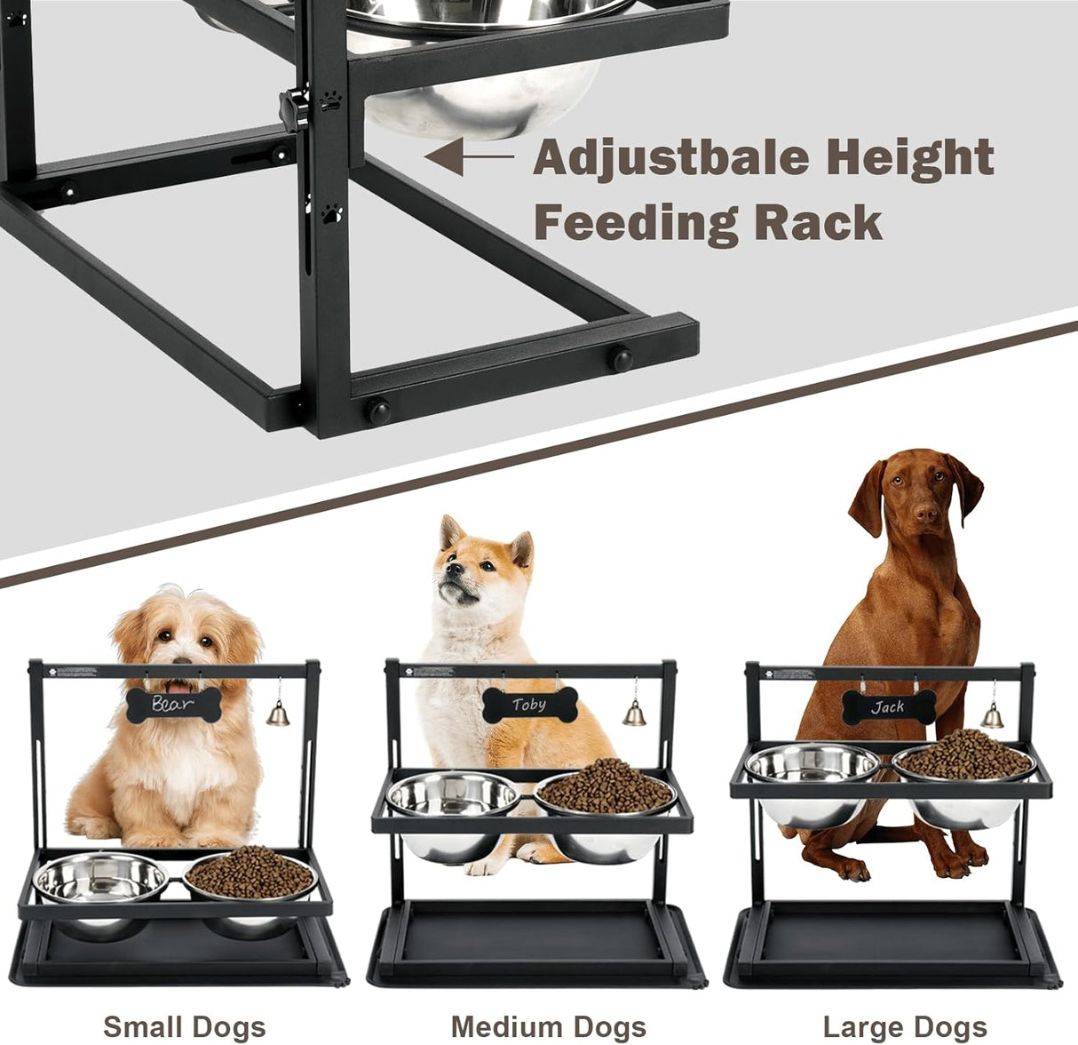 Cuencos Elevados para Perros Grandes, Ajustables, con Mat Anti-derrame.