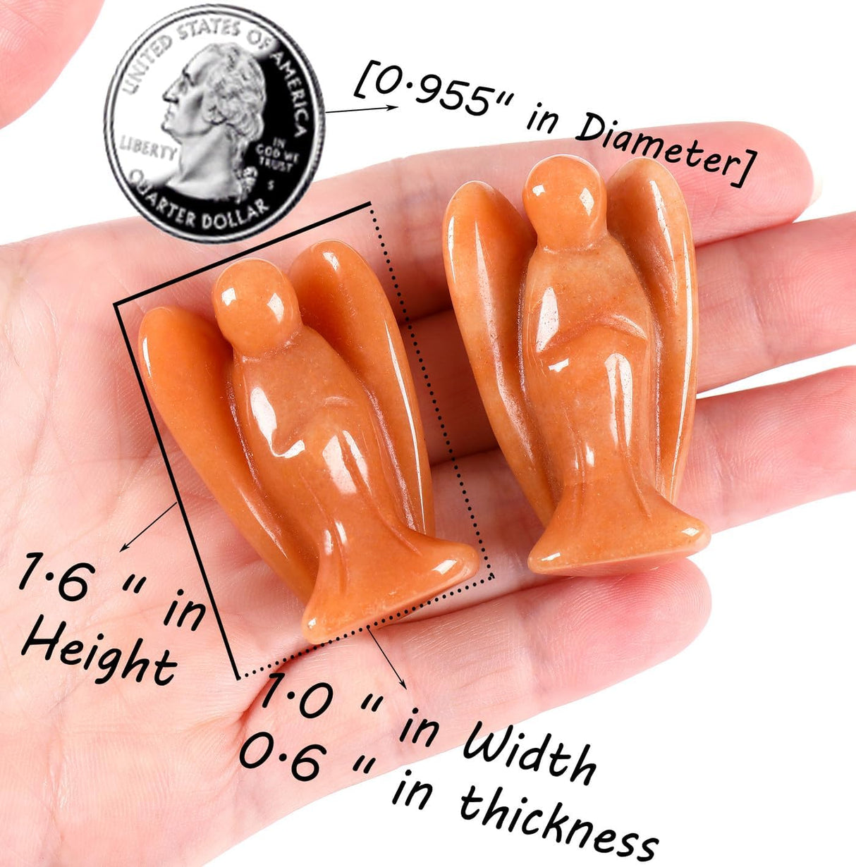 QINJIEJIE Decoración de ángel de cristal de aventurina roja.