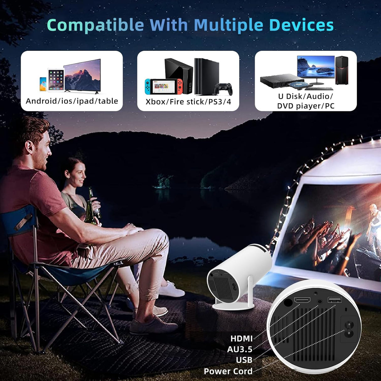 Mini Proyector 4K 5G WIFI, Sonido 360, Bluetooth - Smart Projector
