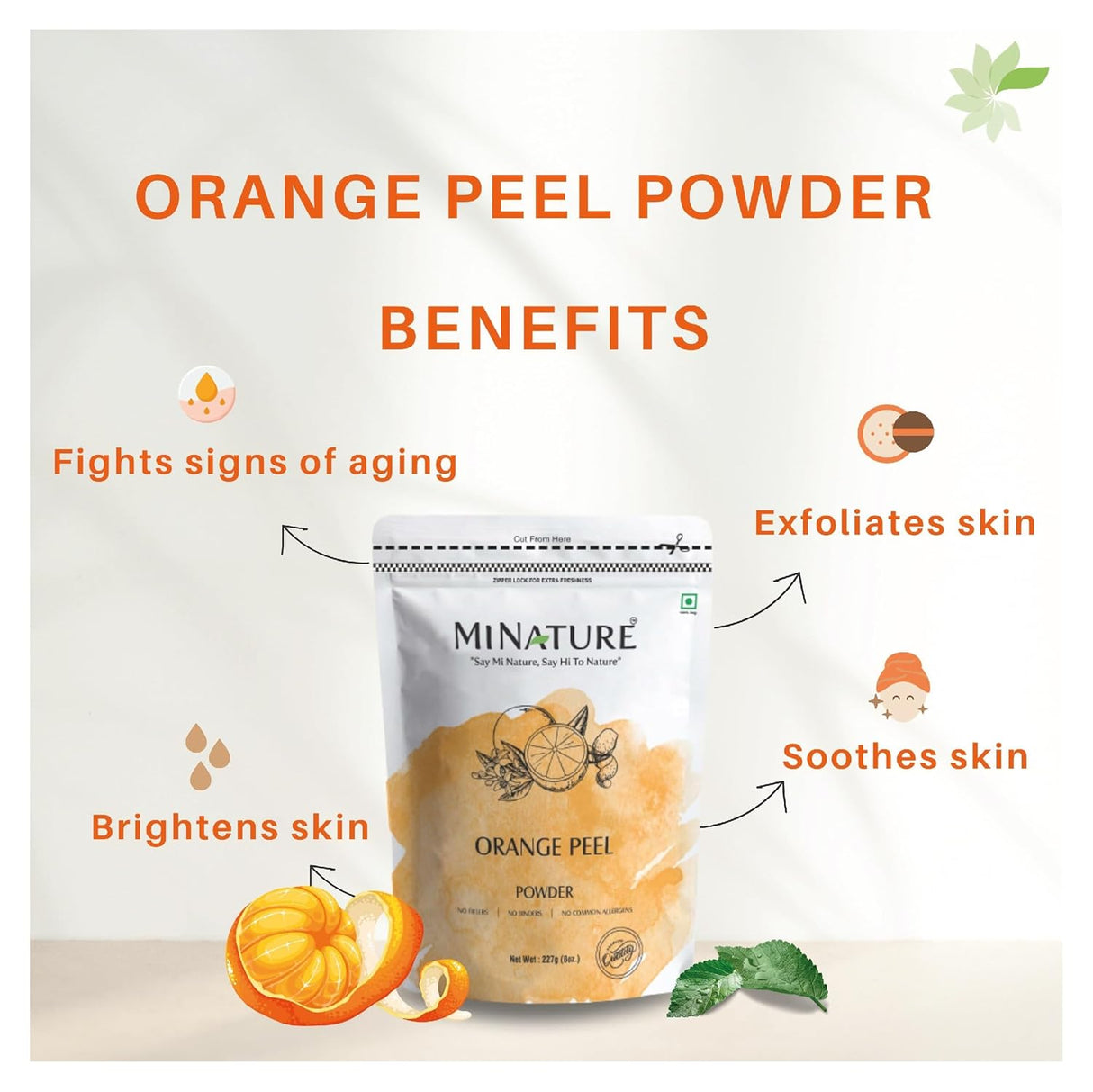 Polvo de Cáscara de Naranja Natural y Vegano Cuidado Personal