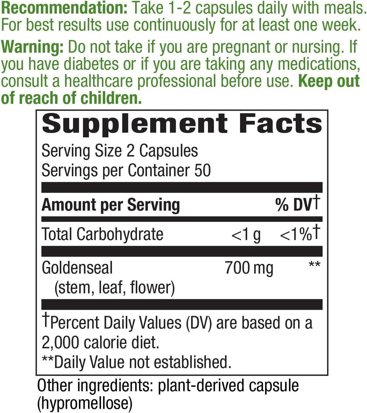 Suplemento Goldenseal Herb - Hidrastis., 13700, 100, 1, 1