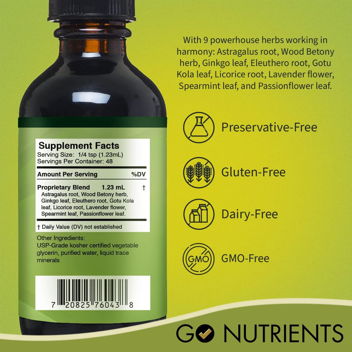 Suplemento en gotas para aliviar el estrés diario y ansiedad