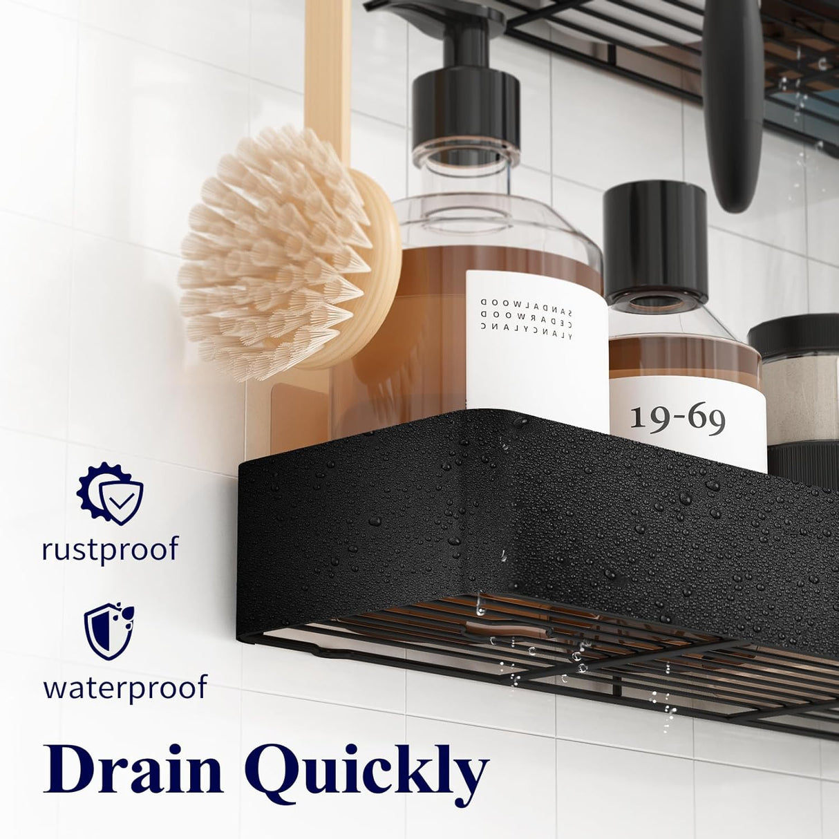 Organizador de ducha extragrande sin taladros de acero inoxidable