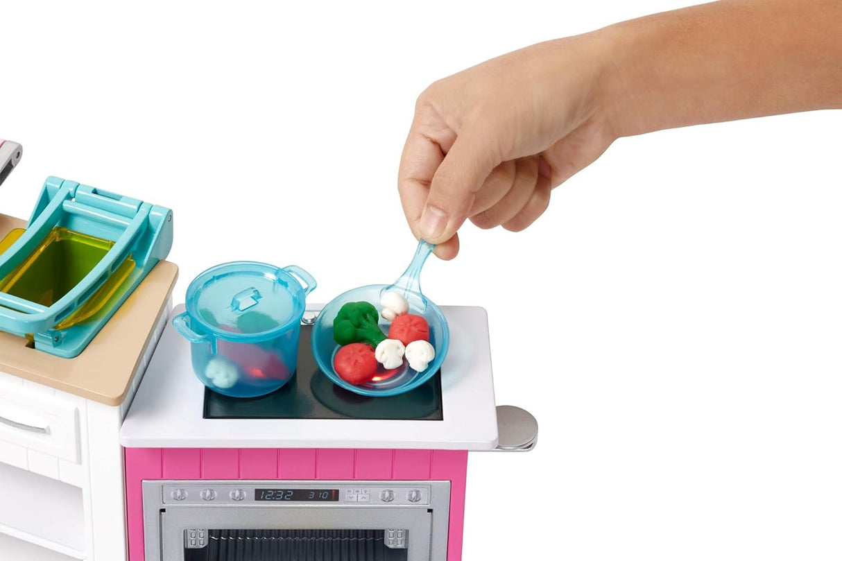 Barbie Cocina Juguete con Muñeca, Luces, Sonidos y Accesorios