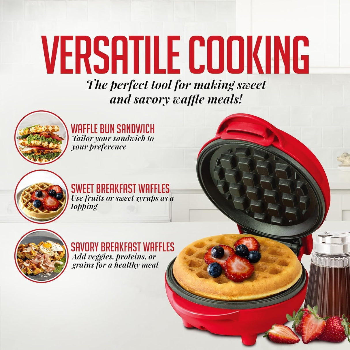 Mini Waffle Maker OVENTE 550W Antiadherente WM215R