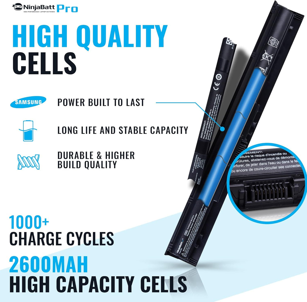 Batería Pro para HP, 4 celdas de 2600mAh/38Wh HS04 NinjaBatt