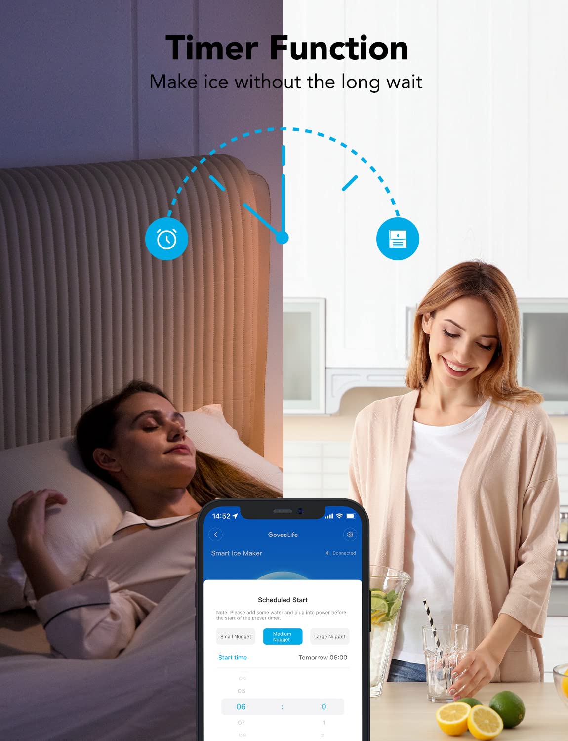 Máquina de Hielo GoveeLife, 26lbs/24h, limpieza automática