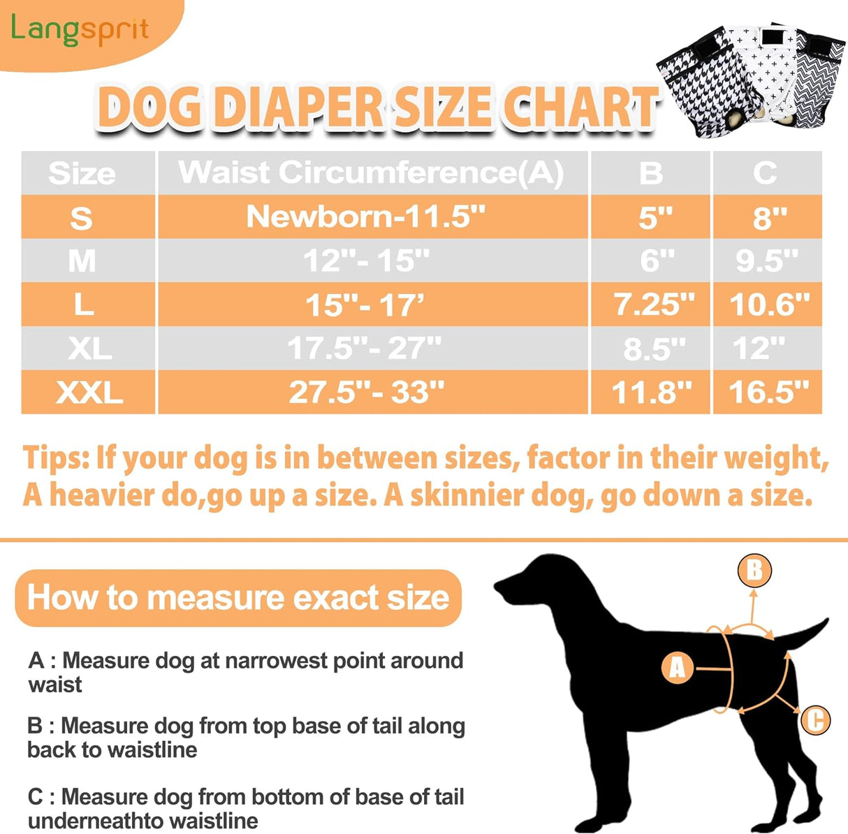 Langsprit Pañales lavables perras en el período – Calzones