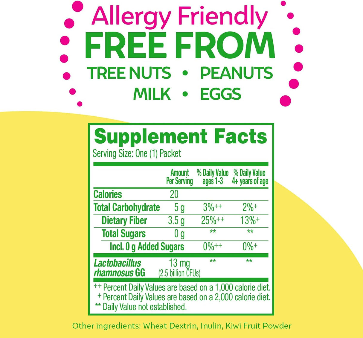 Suplemento alimenticio de fibra y probióticos para niños