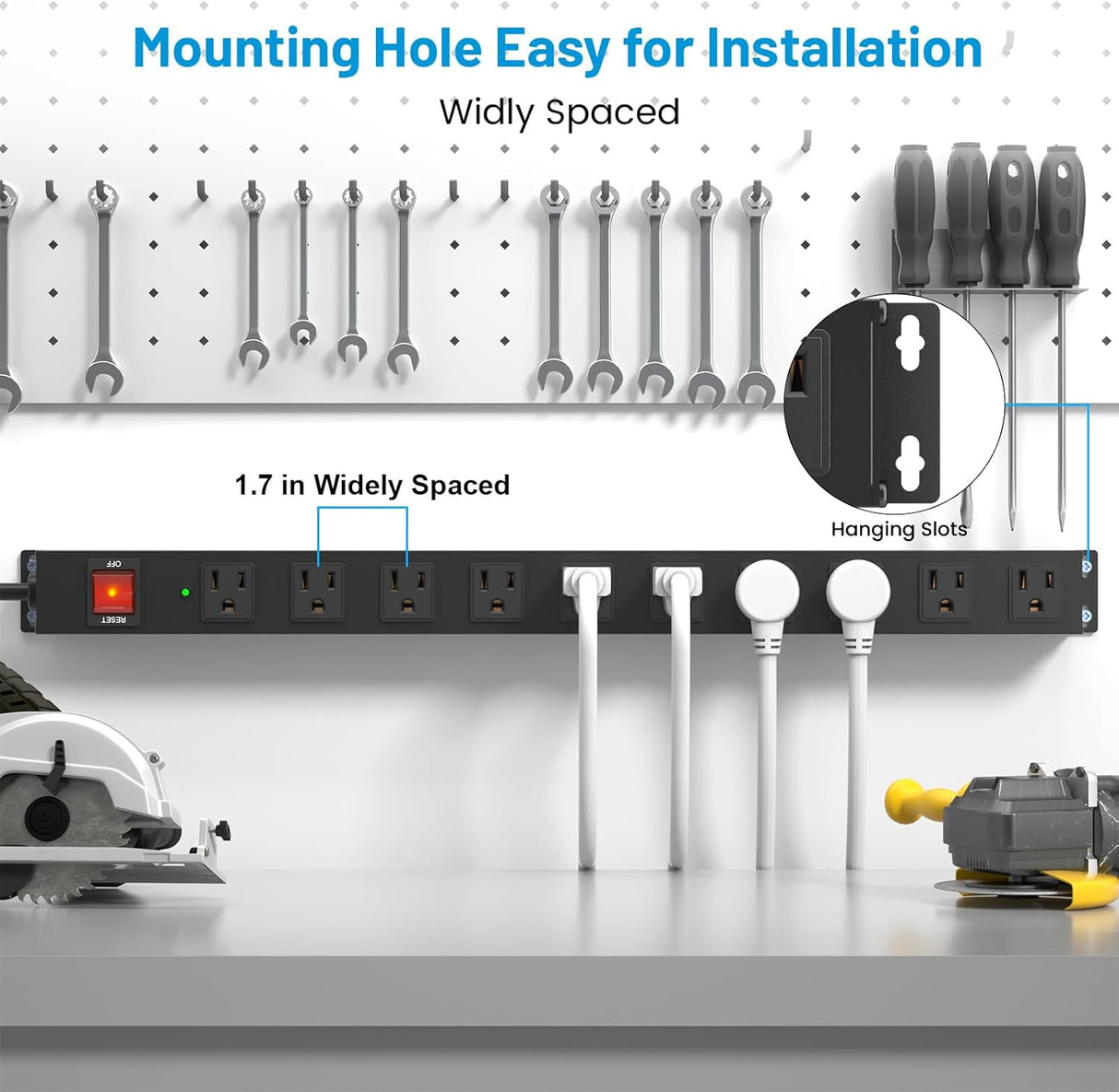 KF Regleta de alimentación larga de 10 toma.