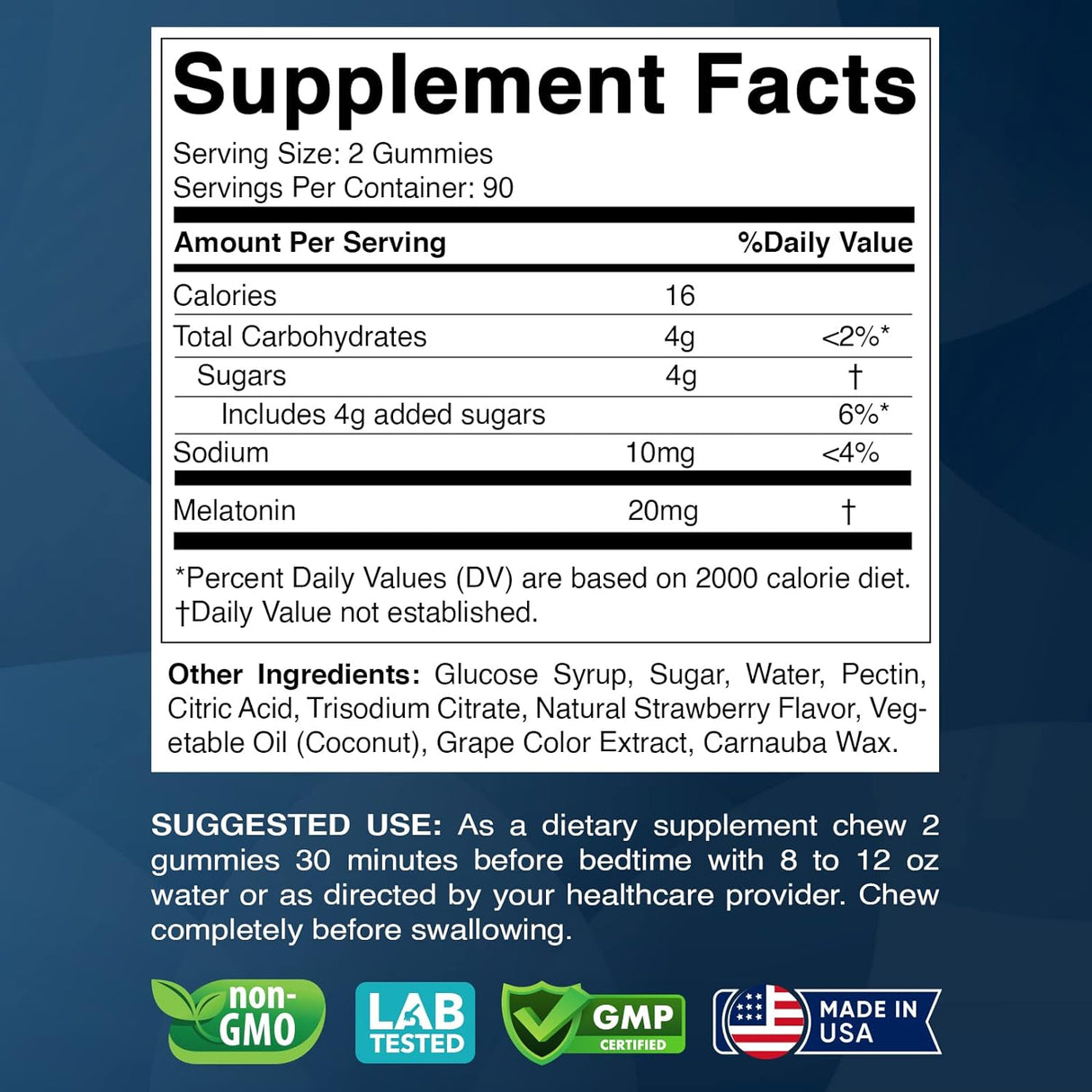 Gomitas descanse feliz de 20 mg 180 unidades Sabor de fresa