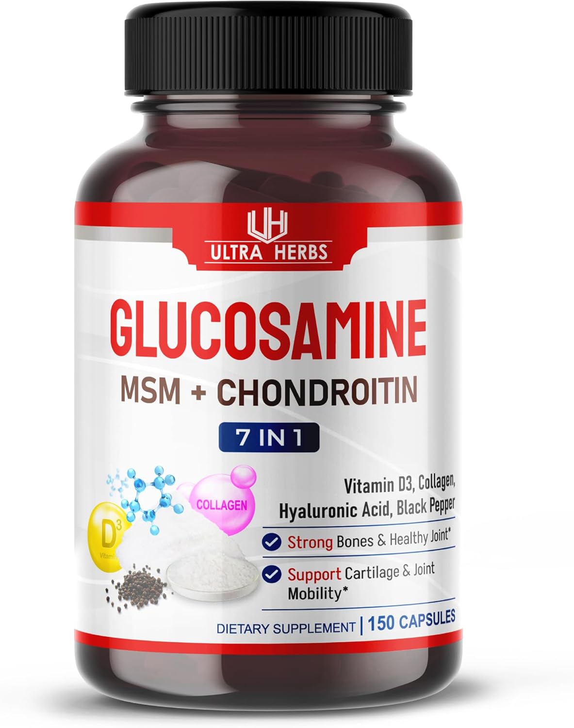 Suplemento de Glucosamina, Chondroitina y MSM | 150 Cápsulas