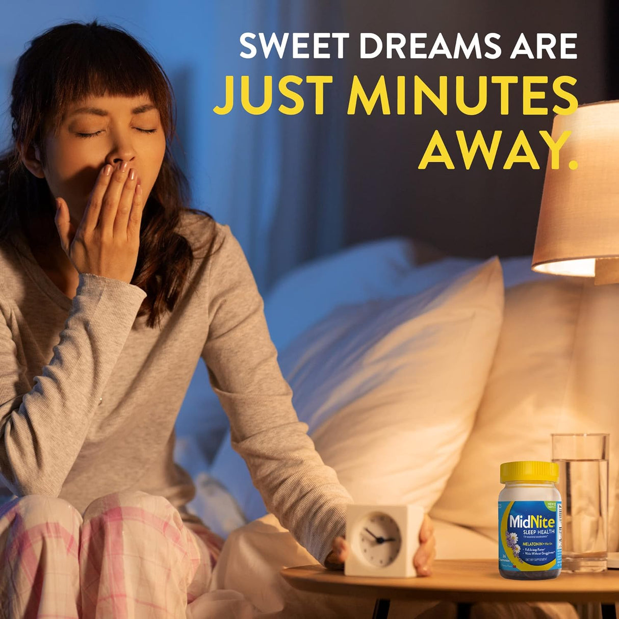 MidNite Gomitas de ayuda para dormir sin medicamentos, 10 mg de melatonina + hierbas, 36 unidades