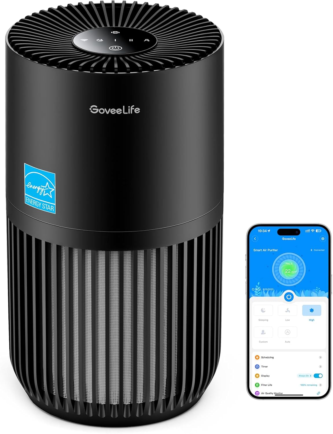 Purificador de Aire GoveeLife HEPA, Control Smart, Mini